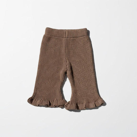Organic baby pants with ruffled hems, soft knit design for everyday comfort