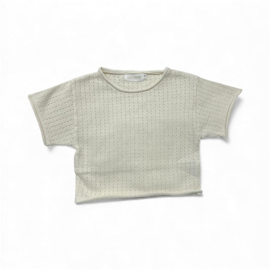 Soft organic baby tee with breathable dot knit, gentle for newborns and everyday wear