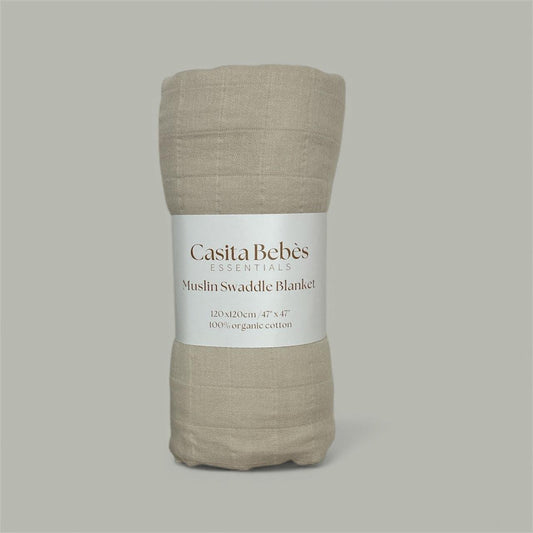 Organic cotton muslin swaddle blanket, soft and gentle for baby essentials