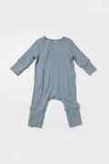 Blue baby onesie on a white background