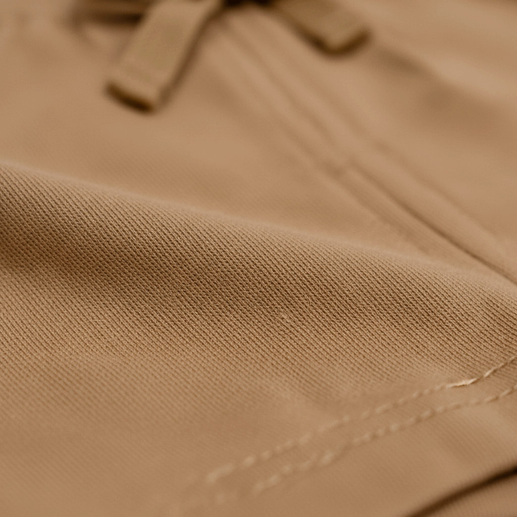 Close up Baby Brown shorts with an elastic waistband on a white background