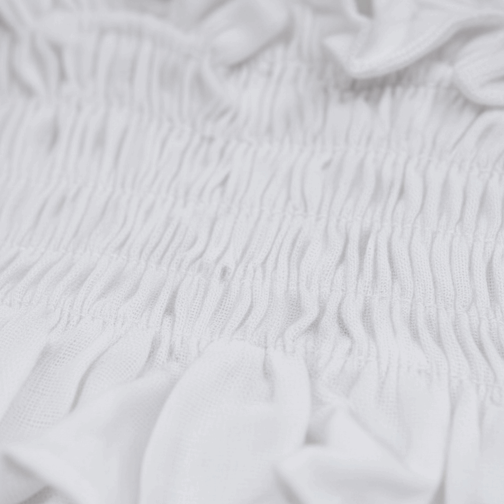 Close-up of textured white fabric