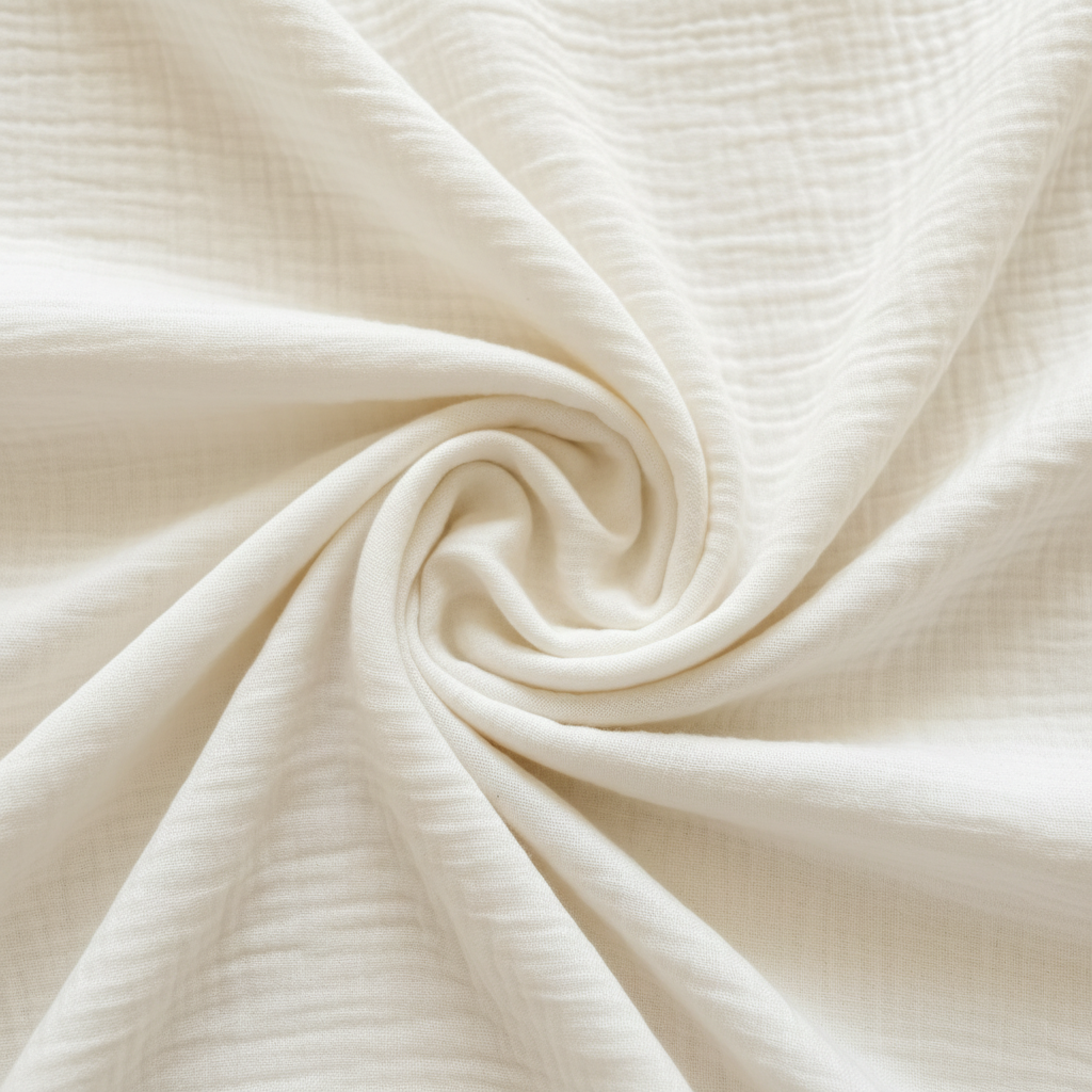 Close-up of beige fabric with a soft texture
