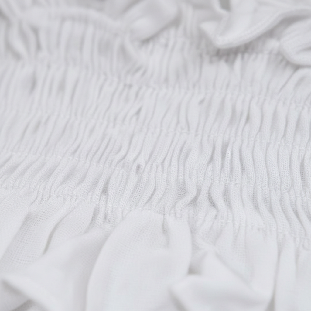 Close-up of textured white fabric