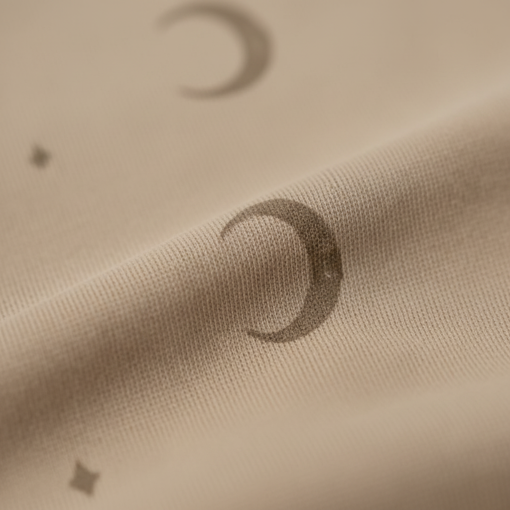 Close-up of beige fabric with subtle patterns