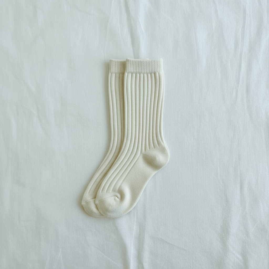 Soft ribbed baby socks in creamy white, perfect for gentle everyday wear