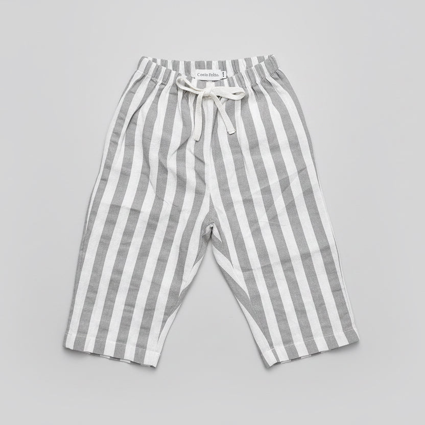 Striped pants on a textured gray surface for toddlers designed by Casita Bebes
