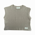 Sage green sleeveless baby crop top, organic cotton, Papito Collection, soft everyday essential for infants
