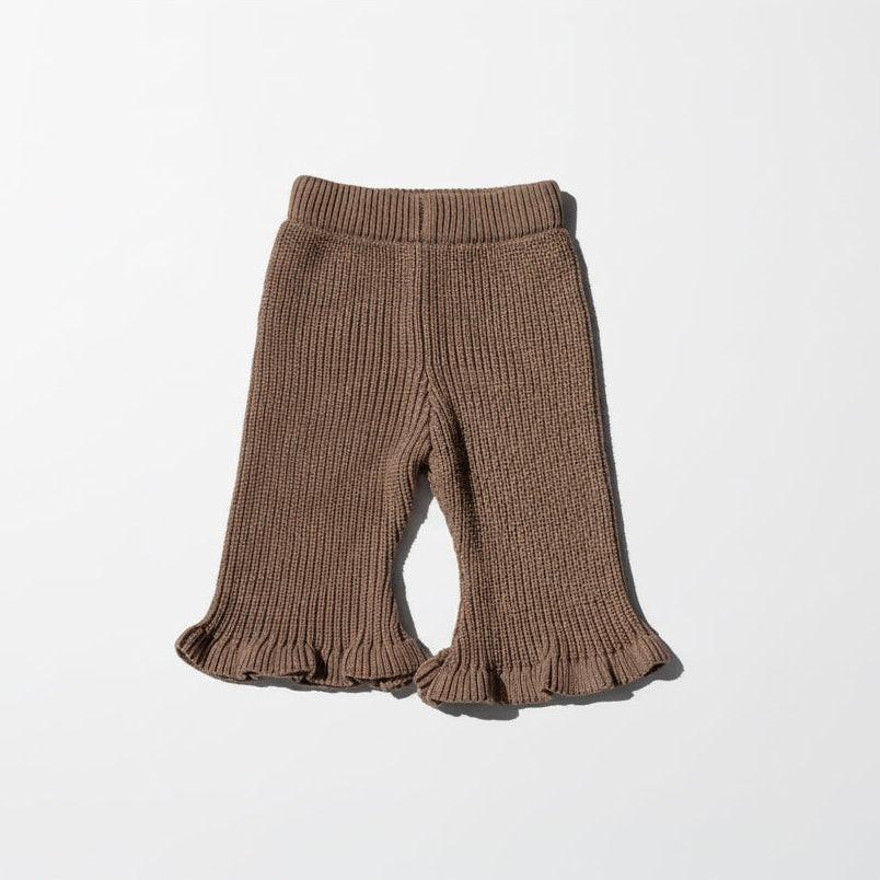 Organic baby pants with ruffled hems, soft knit design for everyday comfort