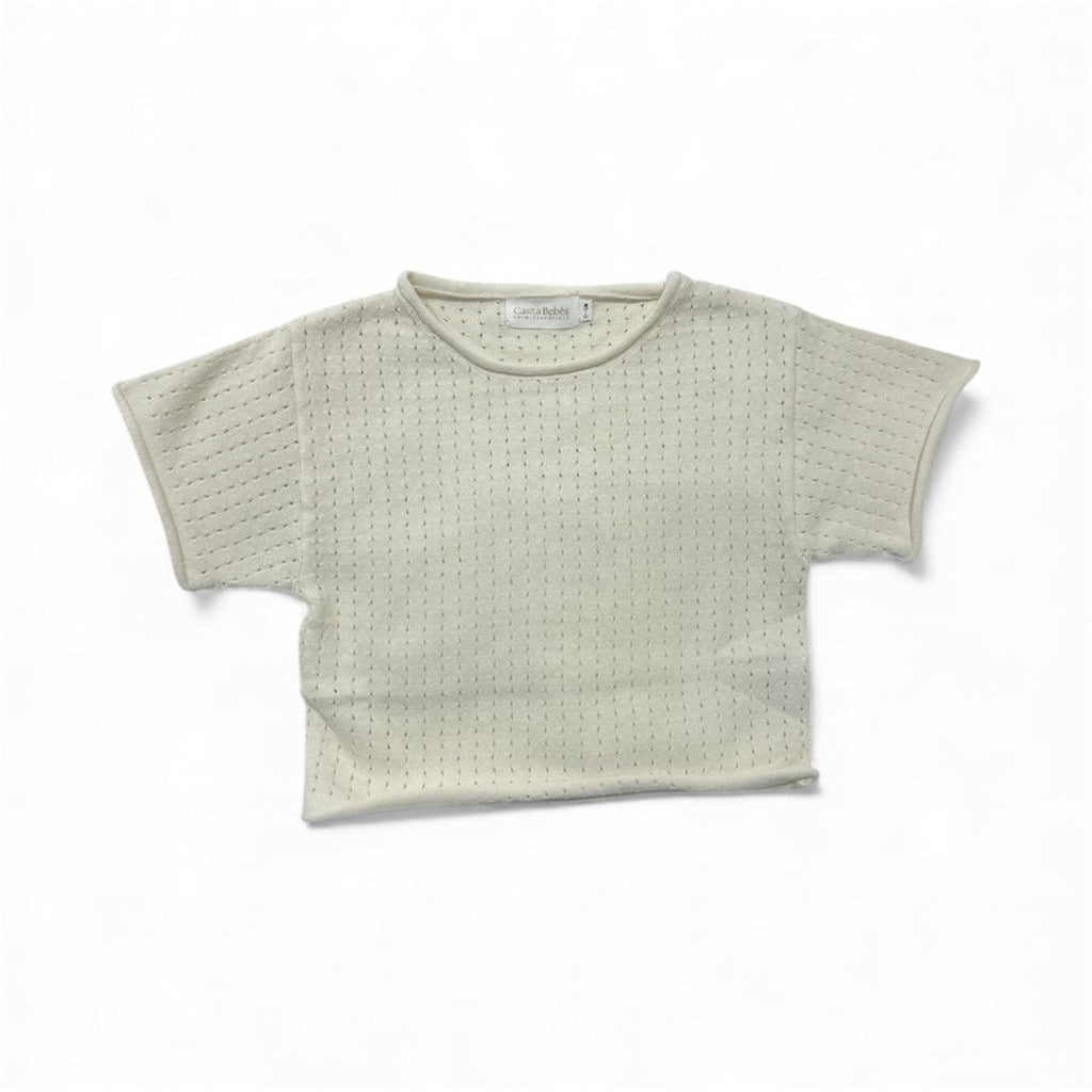 Soft organic baby tee with breathable dot knit, gentle for newborns and everyday wear