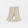 Organic baby pants with ruffled hems, soft knit fabric for everyday comfort
